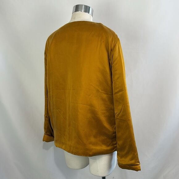 Eileen Fisher Mustard Silk Quilted Lining Jacket - Picture 3 of 5